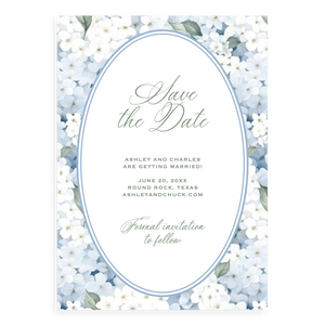 Blue Hydrangea Save the Date Blue Hydrangea Save the Date