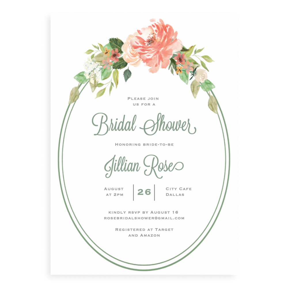 Framed Greenery Bridal Shower Invitation