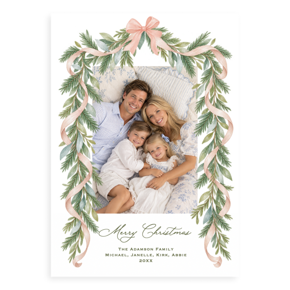 Blushing Garland Holiday Card
