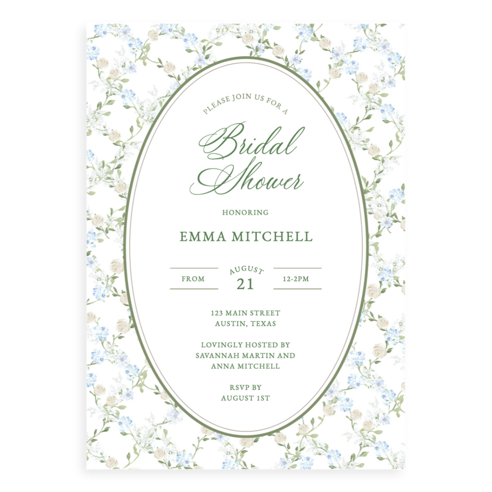 Floral Lattice Bridal Shower Invitation