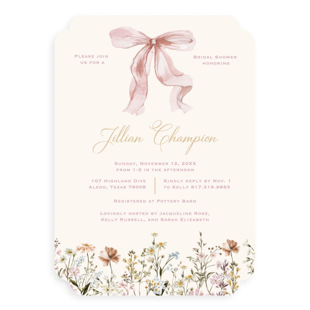 Bow Floral Bridal Shower Invitation