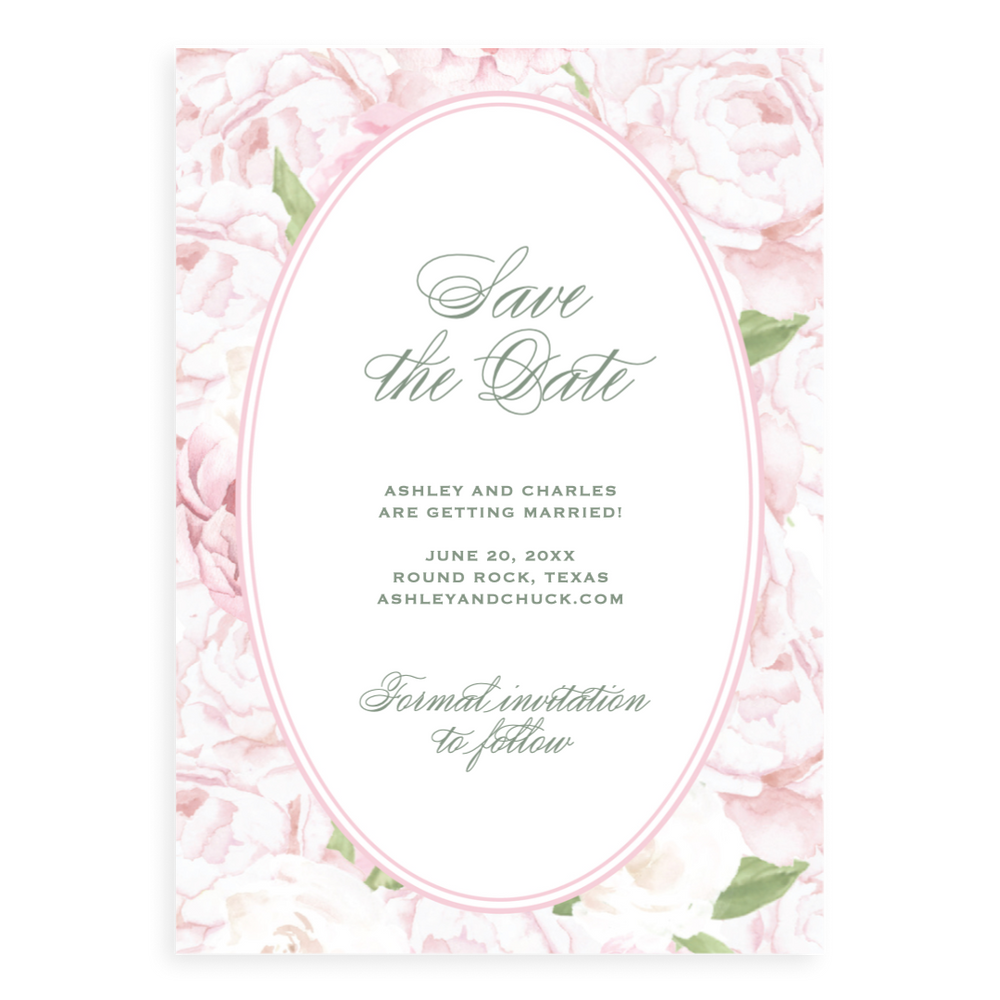 Pink Peony Save the Date