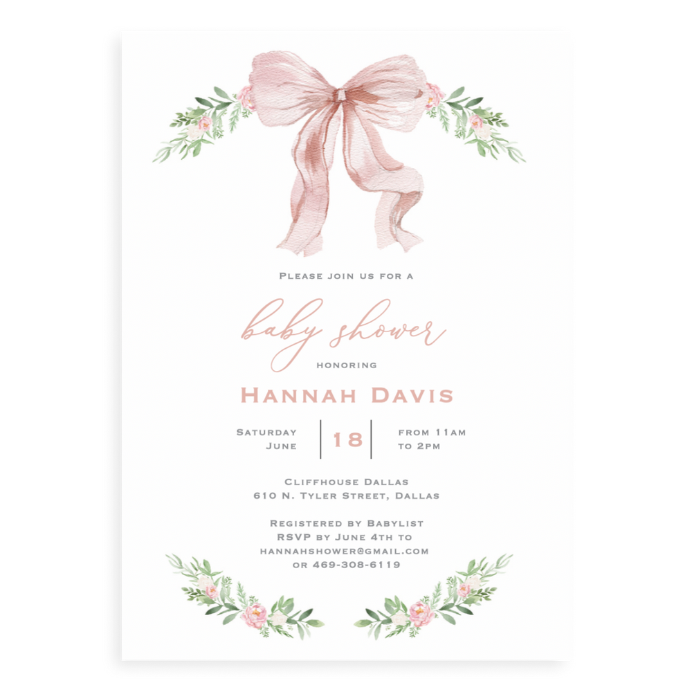 Bow Laurel Baby Shower for Girl