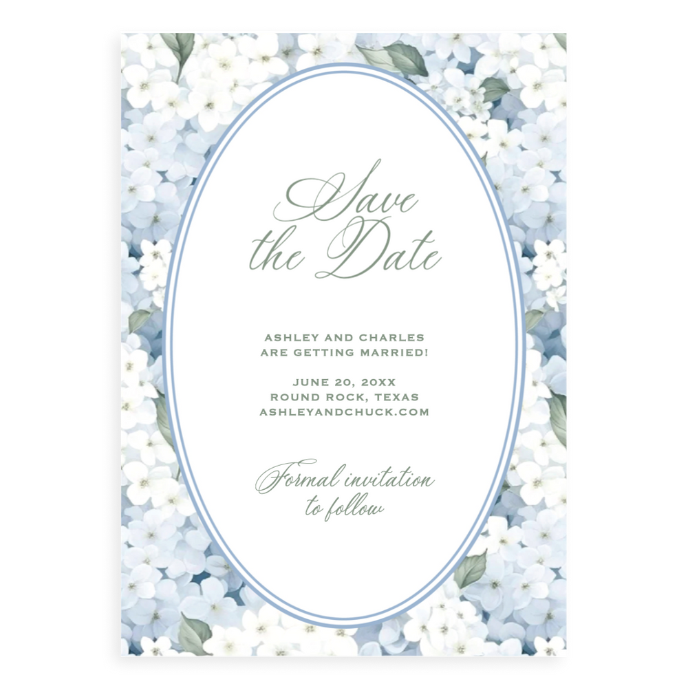 Blue Hydrangea Save the Date