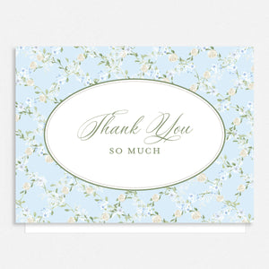 Floral Lattice in Blue Thank You Cards
