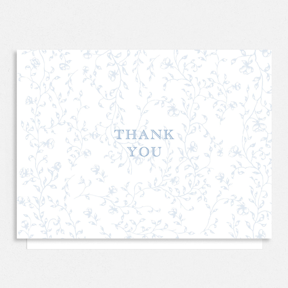 Scalloped Blue Floral Thank You Cards