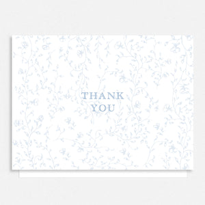 Scalloped Blue Floral Thank You Cards