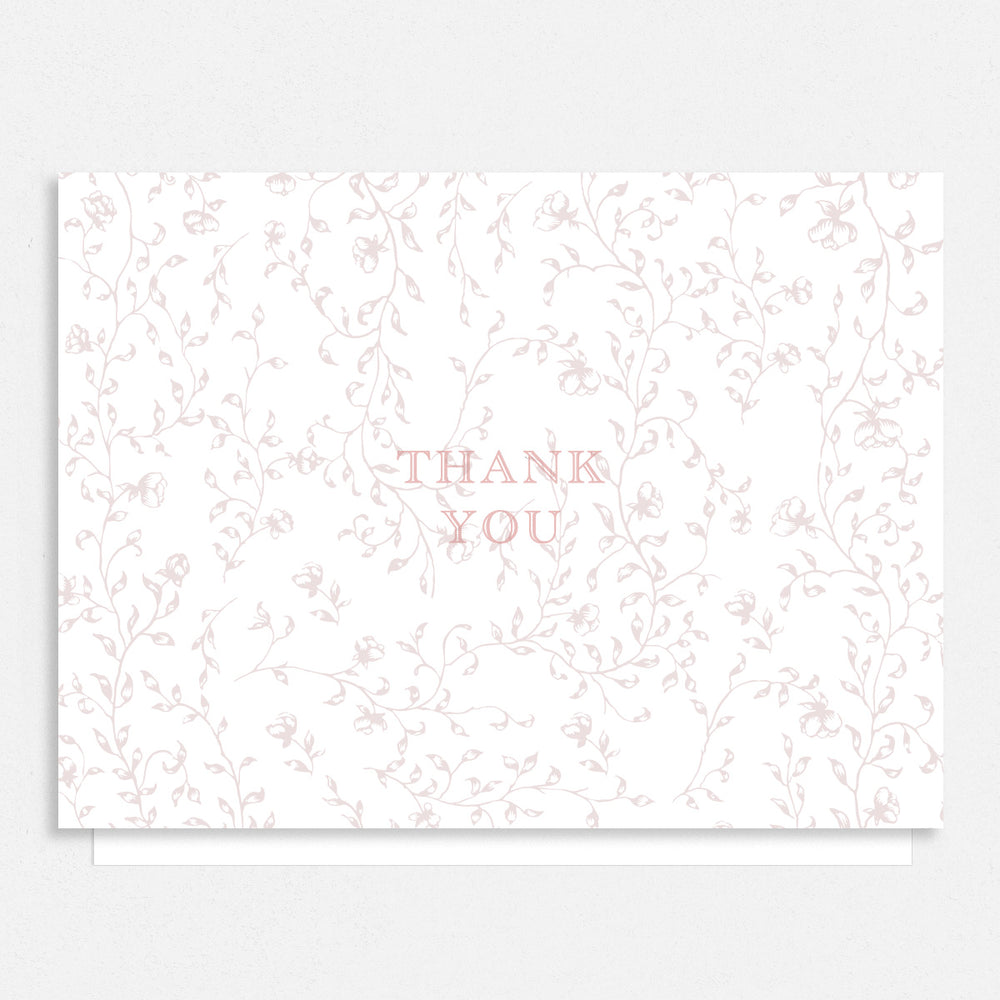 Scalloped Pink Floral Thank You Cards
