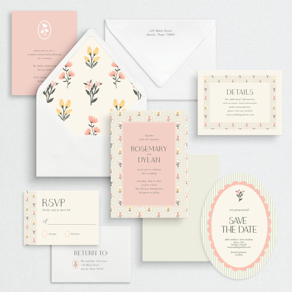 Vintage Spring Wedding Invitation