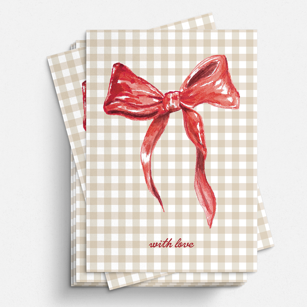 With Love Bow Folded Card - Set of 20 Cards & Envelopes