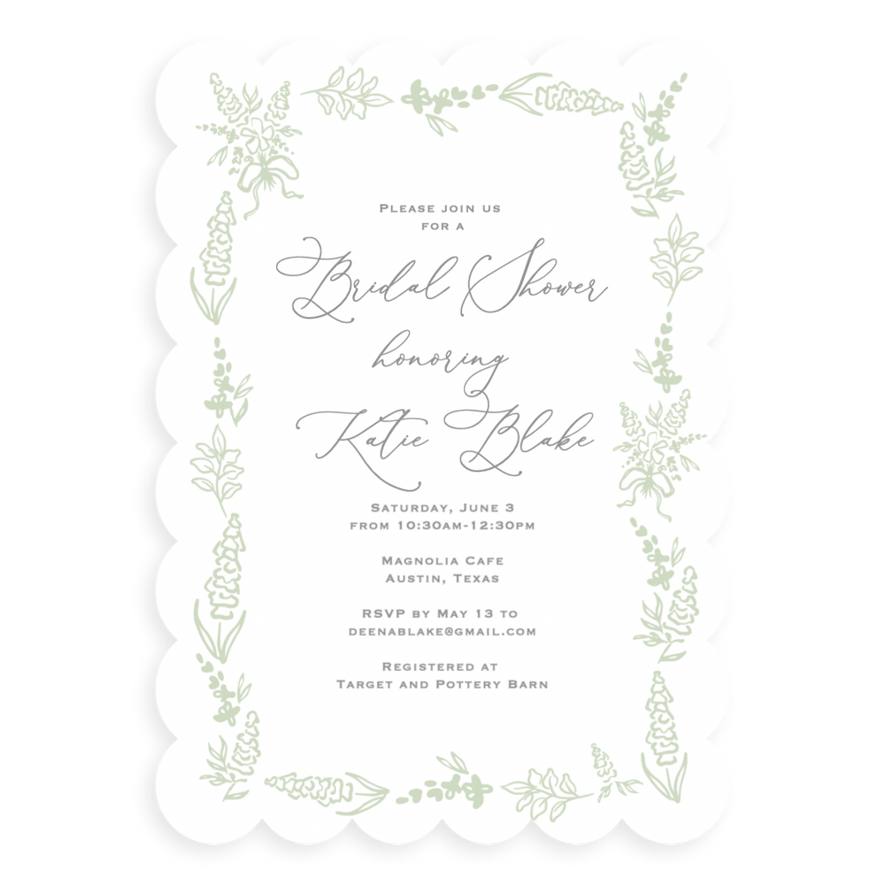 Charming Illustrated Botanicals Bridal Shower Invitation