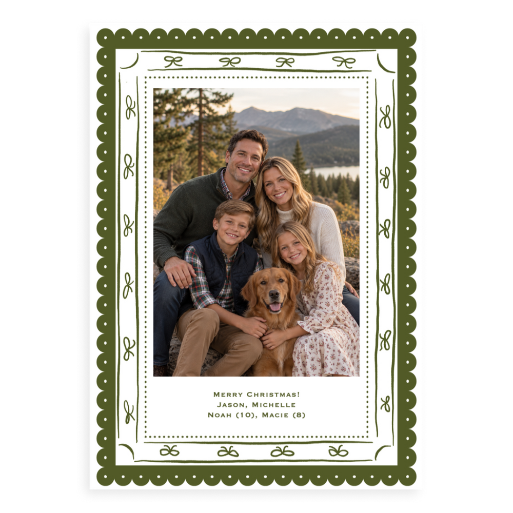 Sweet Bow Border Holiday Card