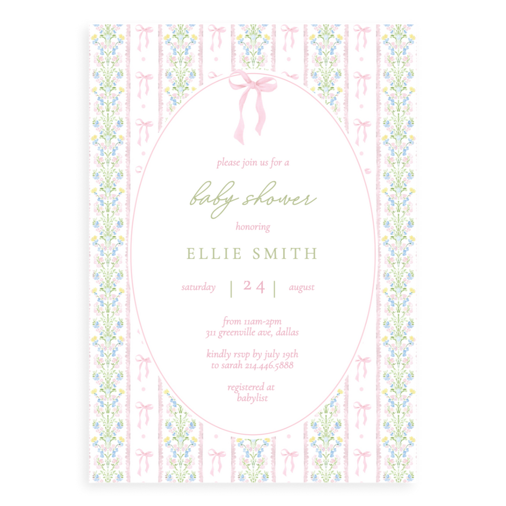 Coquette Heirloom Baby Shower Invitation