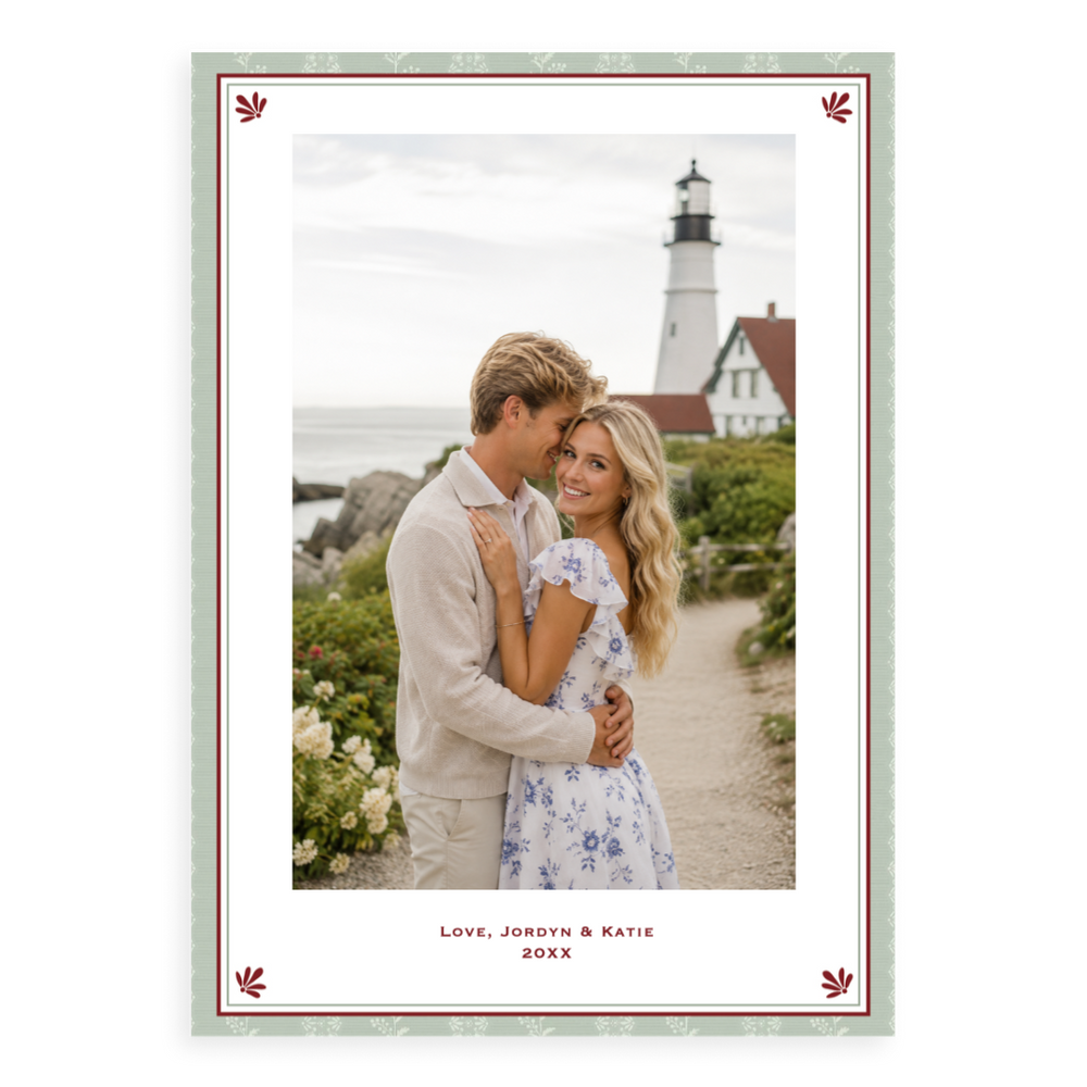 Soft Sage Florals Holiday Card